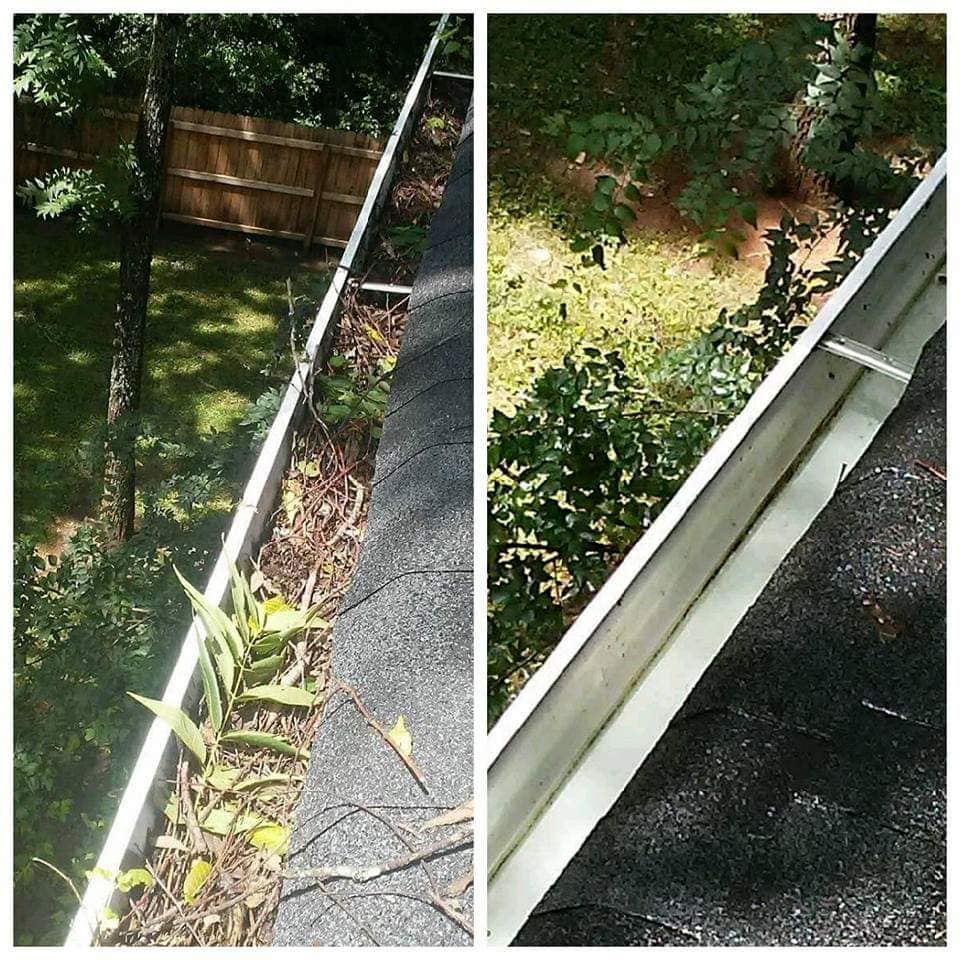 Completed gutter cleaning project